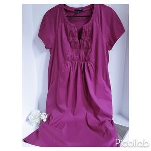 Land's End Pocket Cotton Dress in Berry